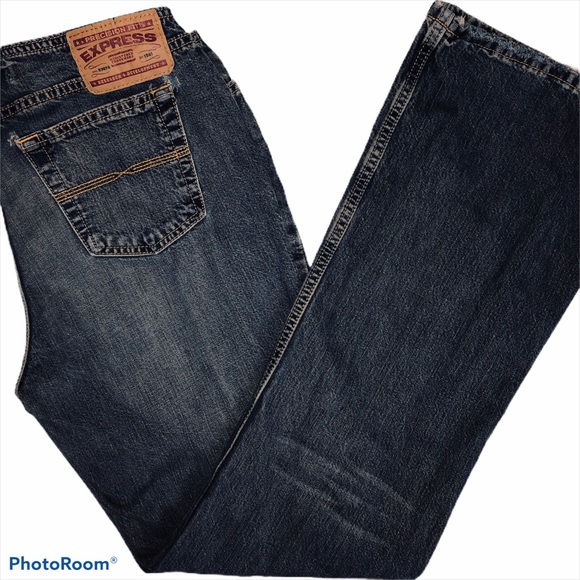 Express Denim - Express Hipster Flare Jeans Distressed Button Fly